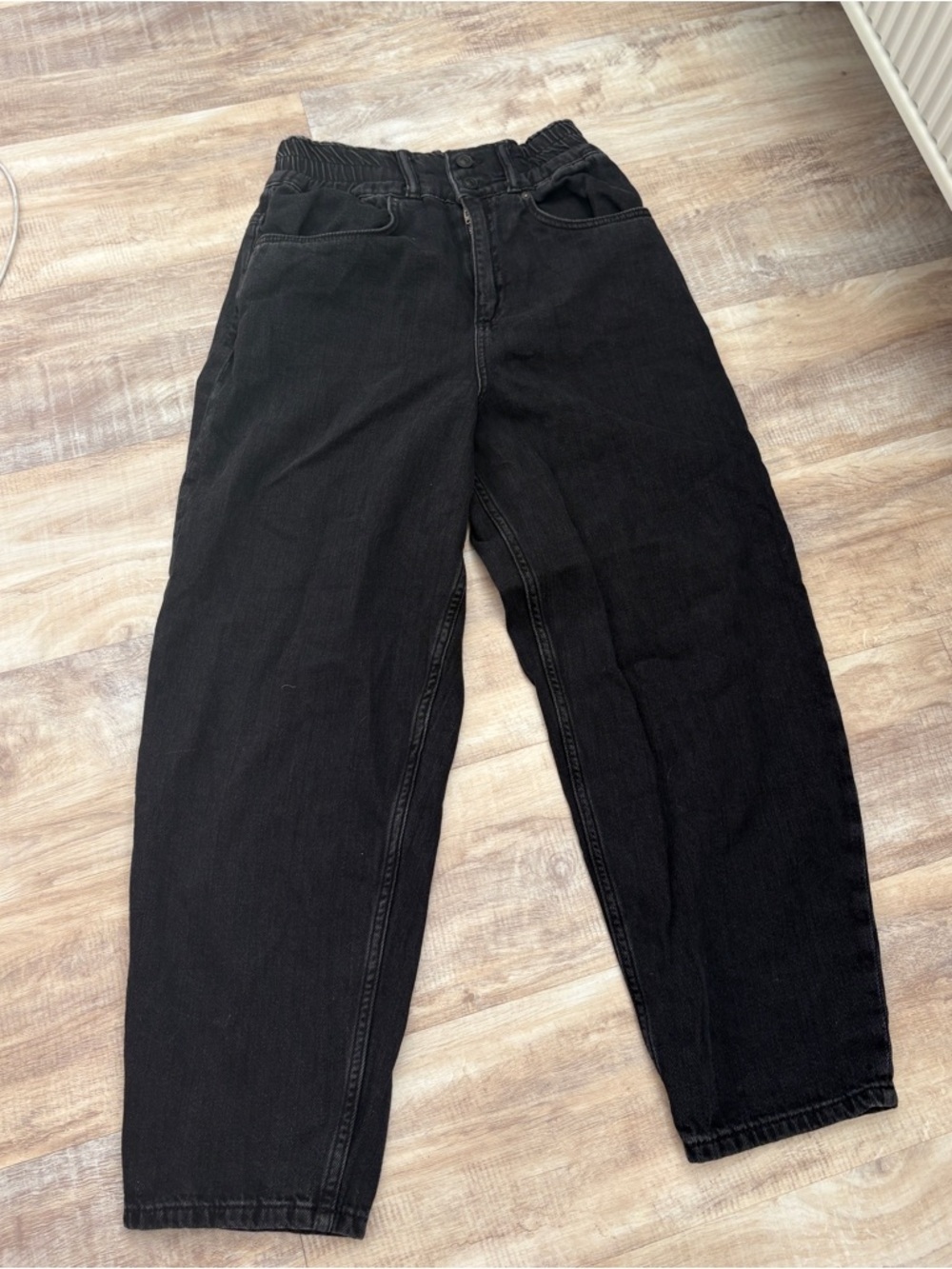 AllSaints Black Boyfriend Jeans with Elastic Waist